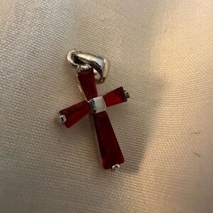Ruby/silver cross charm